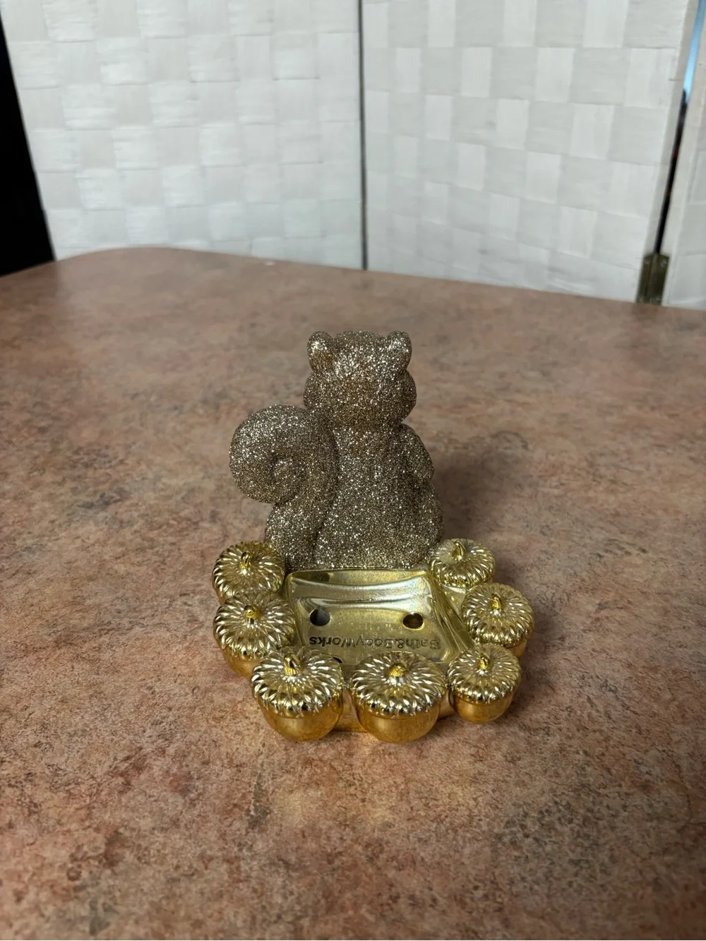 Bath & Body Works Glitter Gold Squirrel Acorn Foaming Soap Holder